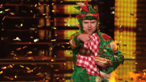 This is the moment that Piff The Magic Dragon received The Golden Buzzer on America's Got Talent.