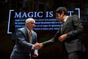 Rep. Pete Sessions, R-Texas shakes hosted magician David Copperfield at the U.S. Capitol Thursday to push a resolution recognizing magic as "a rare and valuable art form worthy of being declared a national treasure."Photo By Bill Clark/CQ Roll Call 