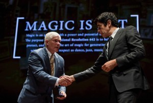 Rep. Pete Sessions, R-Texas shakes hosted magician David Copperfield at the U.S. Capitol Thursday to push a resolution recognizing magic as "a rare and valuable art form worthy of being declared a national treasure."Photo By Bill Clark/CQ Roll Call