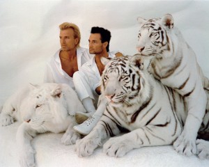 Siegfried and Roy with their White Tigers